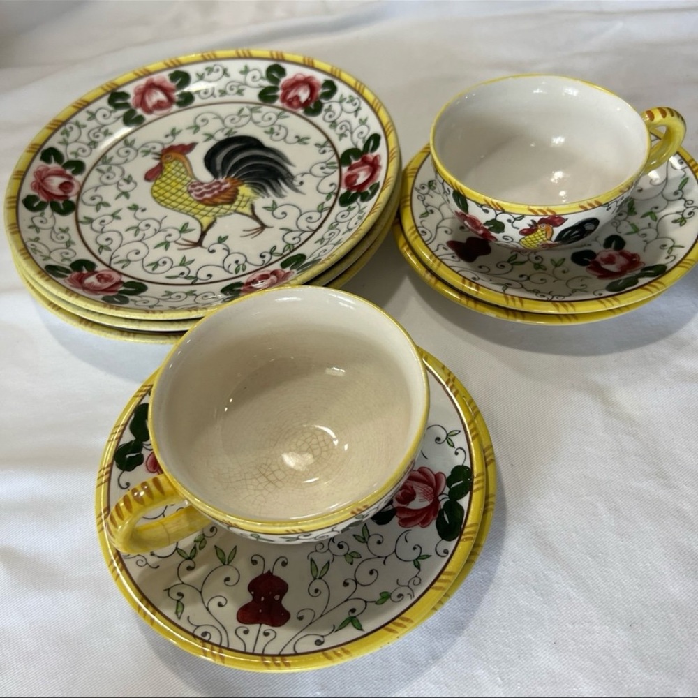 Elegant Red and Yellow Dinnerware Set with Ornate Design